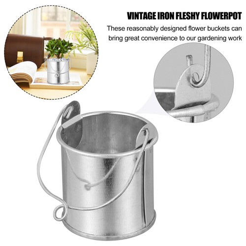 3pcs Eisen Kunst Eimer Dekorative Vase Shabby Chic Eimer Verzinkt Zinn Pflanzer - Bild 9 von 12