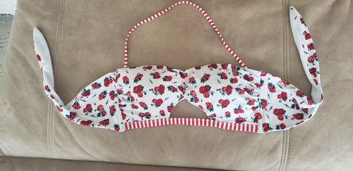 Tezenis floral red roses padded white Swimwear Bra top Size XL Classic - Picture 1 of 12