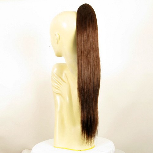 Hairpiece ponytail long 27.56 dark brown copper 7/l31 peruk - Picture 2 of 8
