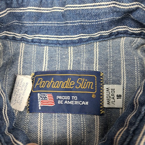 Vintage Panhandle Slim Shirt Mens Medium Large Striped Western Cowboy USA 90s - Picture 5 of 15