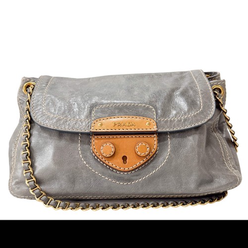 PRADA Light Blue Leather Shoulder Bag - Picture 2 of 15
