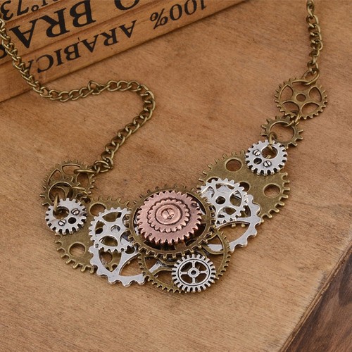 Collar retro Gear hombre accesorios steampunk declaración para mujer - Imagen 7 de 10