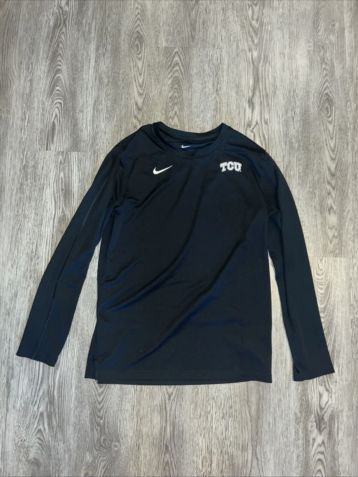 Black TCU Long Sleeve Team Issue Track Shirt DriFit Horned Frog Shirt Mens Large