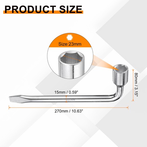 Auto Ersatzreifen Lug Schraubenschlüssel 23mm L-Form Schlitz Ende Sechskant Steckschlüssel - Bild 2 von 6
