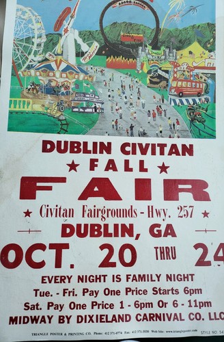 L@@k!!! Dublin Civitan Fall Fair Poster From Dublin, Georgia 14" x 22" Antique - Picture 3 of 17