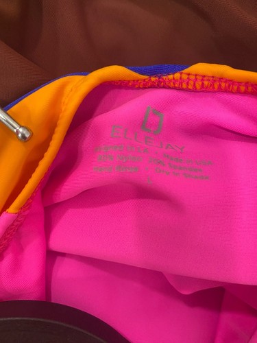 Costume da bagno Ellejay Randall pezzo unico rosa marrone color block large nuovo con etichette - Foto 6 di 8