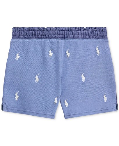 Polo Ralph Lauren BLUE Toddler & Little Girls Stretch Logo-Print Shorts, US 3 - Picture 2 of 2