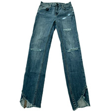 Free People Jeans Womens Size 26 Blue Distressed Boho Chic We the Free Ripped