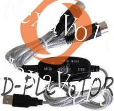 USB IN-OUT MIDI Interface Cable Converter PC to Music Keyboard Adapter Cord