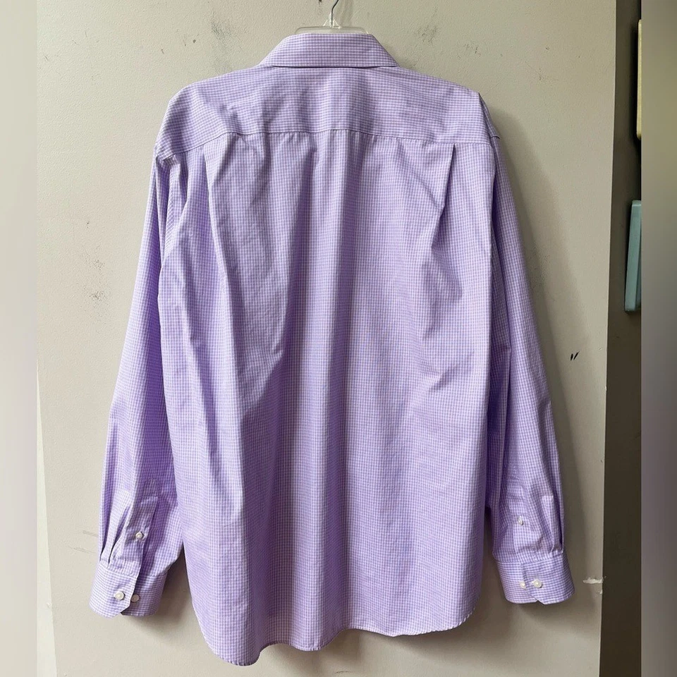 Camisa de vestir Joseph Abboud manga larga a cuadros para hombre XXL púrpura blanco algodón Foto 2 de 4