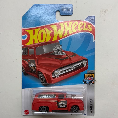 Hot Wheels Moon Eyes | '56 Ford F-100 Panel Van Primer Panel Rojo Carrocería Camión - Imagen 7 de 10