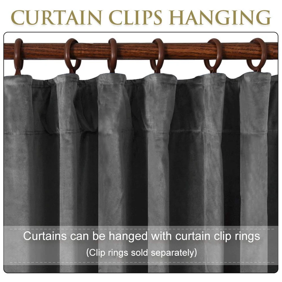 Серые бархатные шторы StangH 96 дюймов - толстые плюшевые бархатные затемняющие шторы, - Изображение 3 из 4