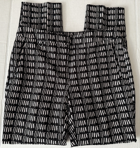 Adrianna Papell Black / White Ankle Pants Stretch Faux Pockets Women's Size 6 - Picture 1 of 10