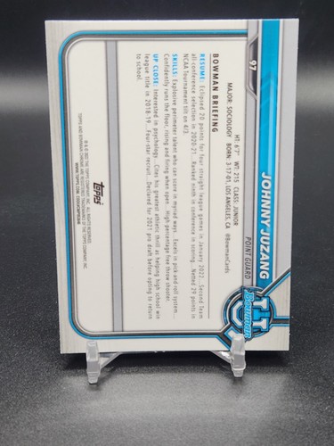 Tarjeta de novato 2021-22 Bowman Chrome University Johnny Juzang Refractor #97 UCLA RC - Imagen 4 de 4