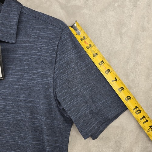 Travis Mathew Polo Shirt Men Medium Heater Blue Golf Tour Issue Collar Logo New - Picture 8 of 10