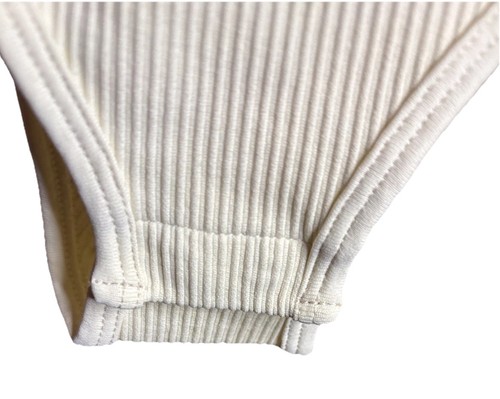 OQQ Women’s Size XL Creme Ribbed bodysuit Waist Snatching - Bild 3 von 4