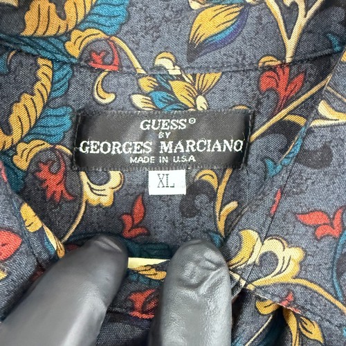 Guess by Georges Marciano Button-Up Shirt Mens Size XL Gray Floral Vintage USA - Picture 8 of 15