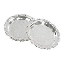6 Pieces Vintage Snack Plates Silver Serving Tray Round Restaurant Serving Trays