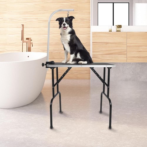 32" Foldable Dog Cat Pet Grooming Table W/Arm & Noose & Non-slip Surface Black - Picture 3 of 10