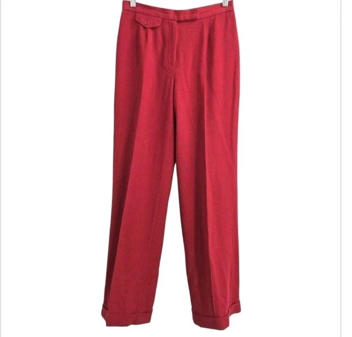 Pantalones Ralph Lauren Mujer Talla 4 Forrados Rojo Lana Pierna Ancha Pantalón San Martín