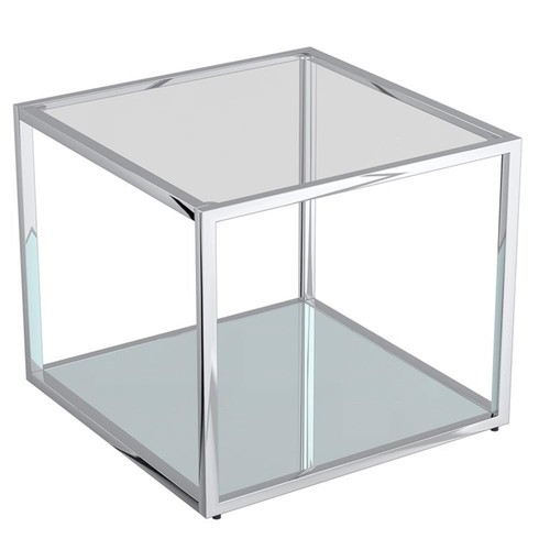 Casini 3-Piece Contemporary Metal and Glass Coffee Table Set in Silver - Picture 5 of 8