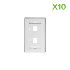 10 X 2-Port Keystone Jack RJ45 CAT Network Faceplate Wall Plate- White w/Windows