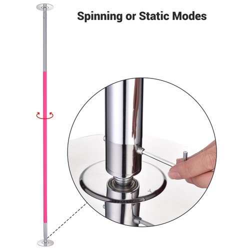 11,7 Fuß Statische Spinning Tanzstange Kit 45 mm Silikon Party Club Übung Pink - Bild 6 von 8