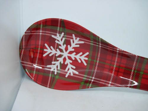 Farberware rot kariert Schneeflocke Melamin Löffel Rest Weihnachtsdeko - Bild 3 von 13