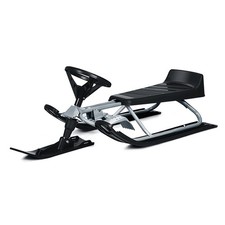 Kids Snow Racer Sled w/ Steering Wheel  Double Brakes Pull Rope Snow Slider