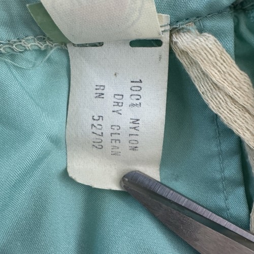 Vintage Union Made 100% Nylon Fabric Belted Skirt 60s 70s Aqua with Tulle Slip - Picture 6 of 16