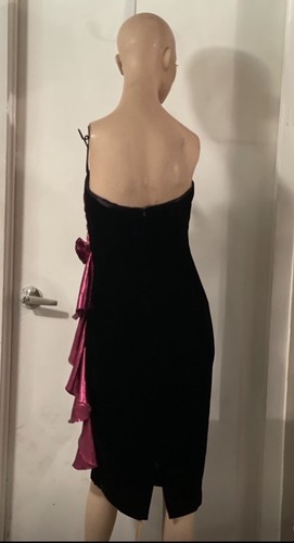 VTG GUNNE SAX JESSICA MCCLINTOCK BLACK VELVET DRESS WITH PINK STATEMENT SZ 11 - Picture 3 of 5