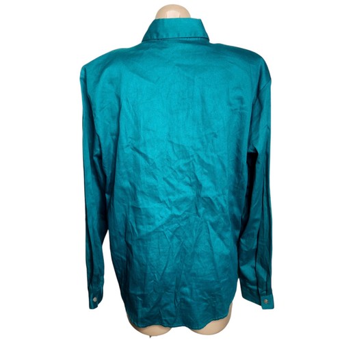 Vintage Rough Rider Circle T Wesern Teal Blue Button Up Shirt Long Sleeve Womens - Picture 3 of 7