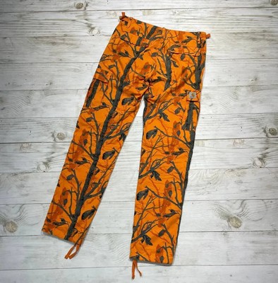 Vintage Carhartt WIP Aviation Pants Camo Tree Orange Cargo Men Size 31x34 Orange