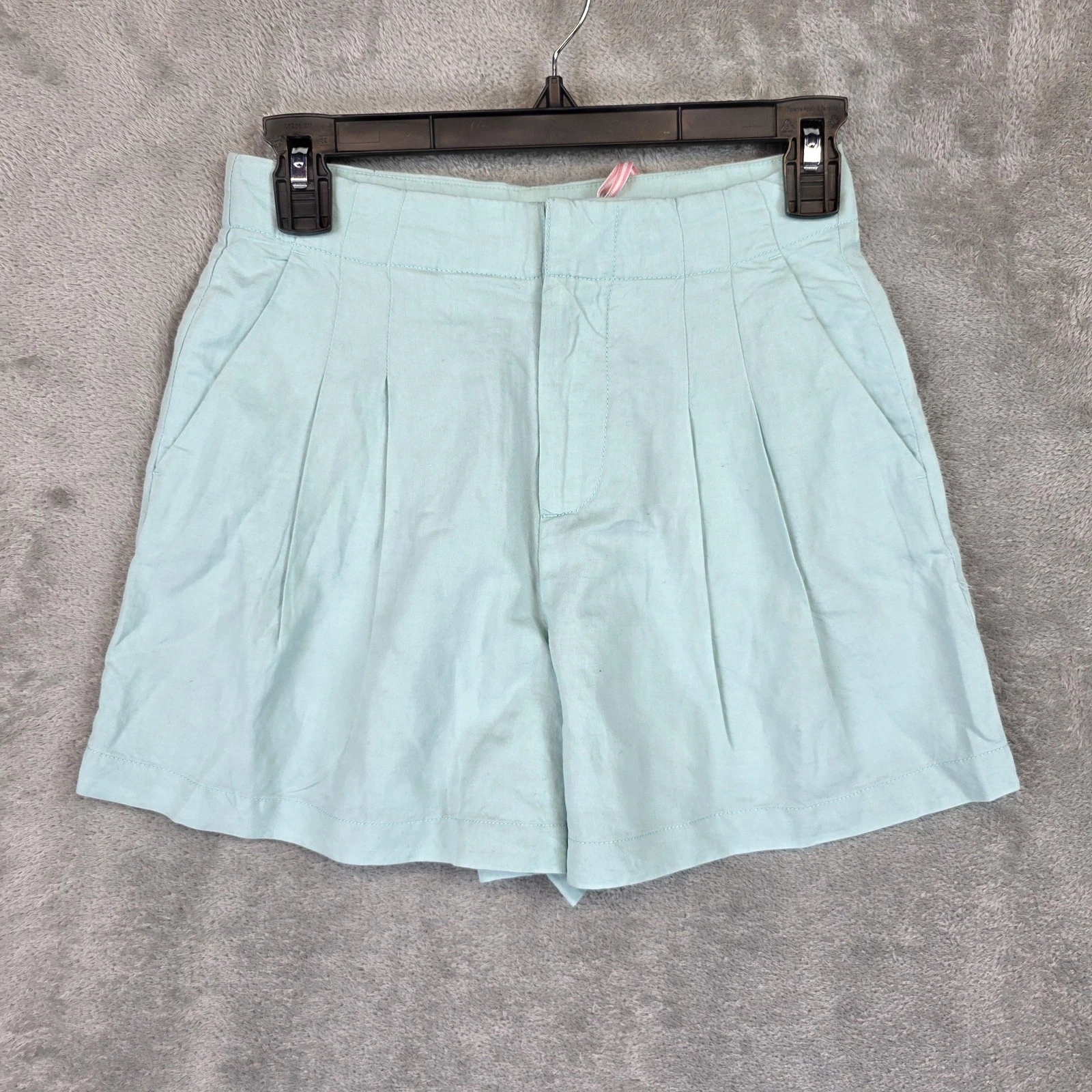Vineyard Vines Shorts Womens 0 Mint Green Linen Chino Pleated 3.5 Inseam Summer