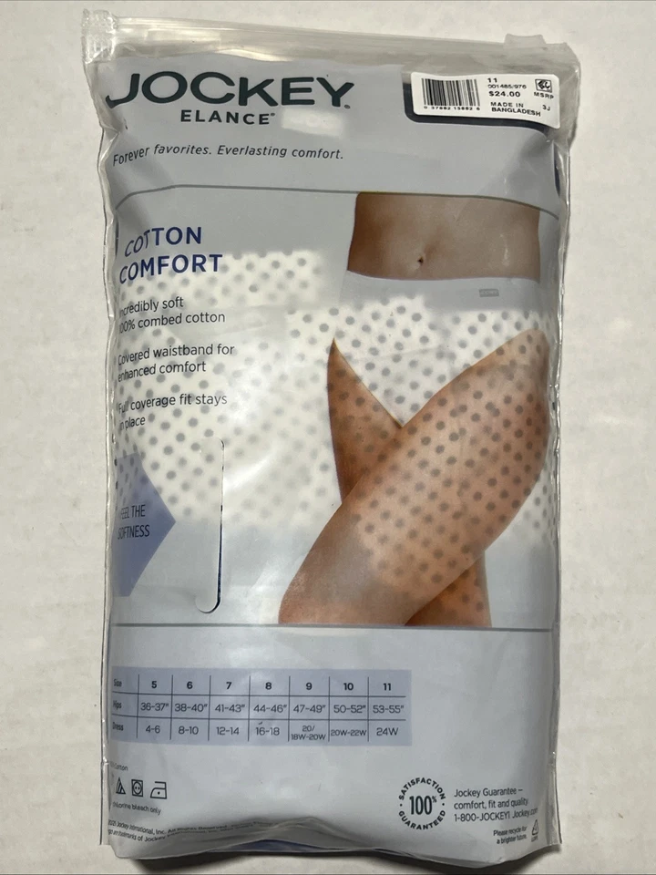 Nuevo tamaño 11/4XL Jockey Elance paquete de 3 Corte francés 100 % algodón lunares/azul Foto 2 de 3