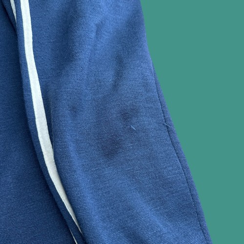 Sears Herren Medium Tall gestreifte Trainingsjacke durchgehender Reißverschluss blau Vintage 70er 80er Acryl - Bild 5 von 15