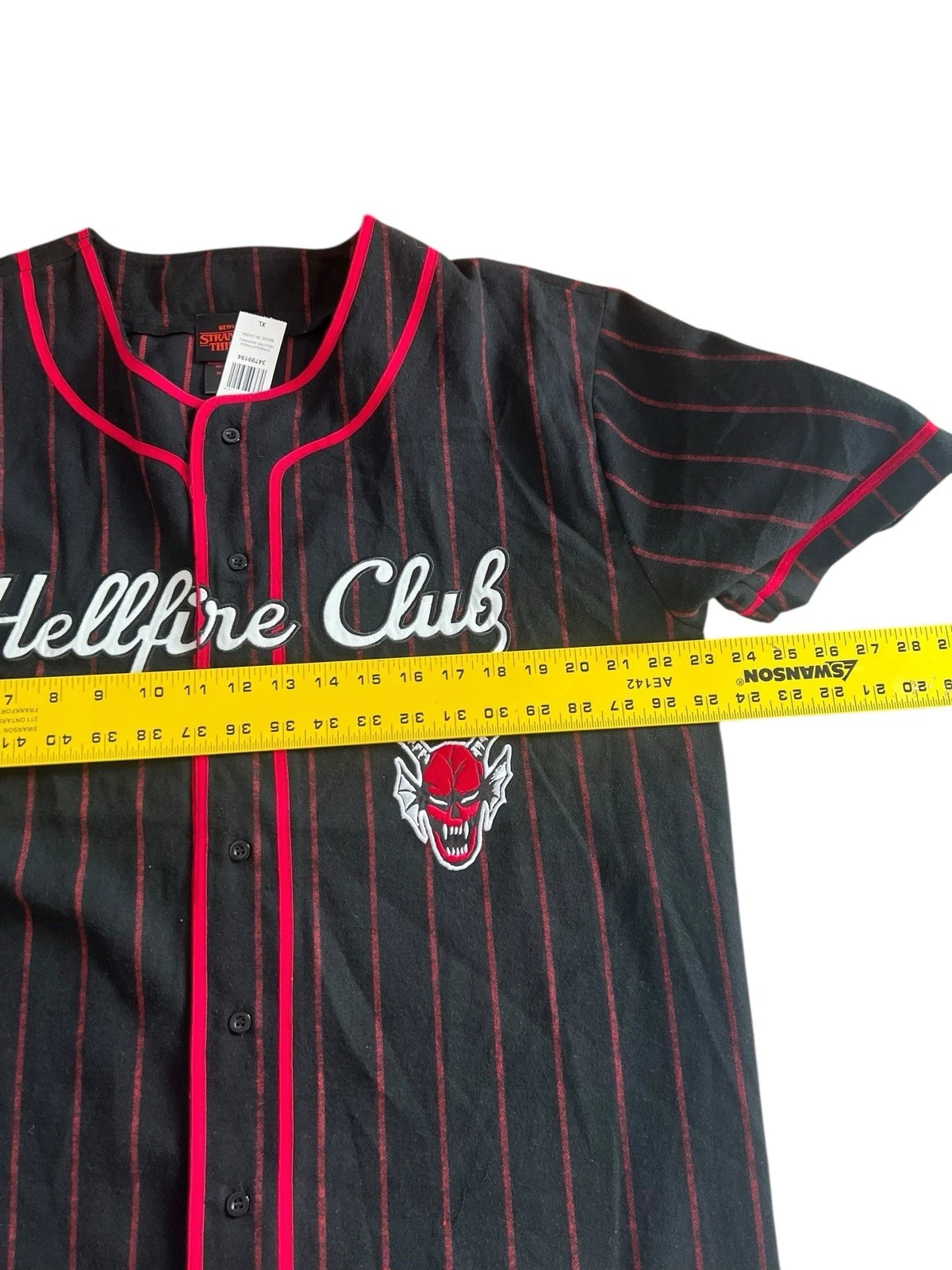 Stranger Things Hellfire Club Striped Baseball Jersey