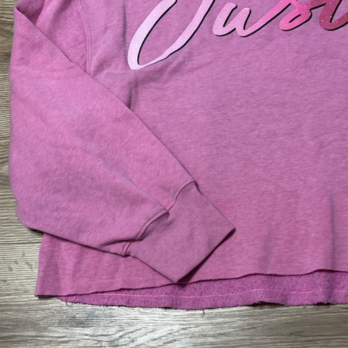 Justice Youth Girl’ Pink Logo Cropped Pullover Sweatshirt Size XL 16/18 (A46) - Picture 3 of 9