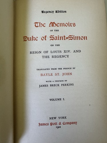 Memoirs Of The Duke Of Saint-Simon Louis XIV Set of 4 Volumes James Potts 1901 - Picture 9 of 17
