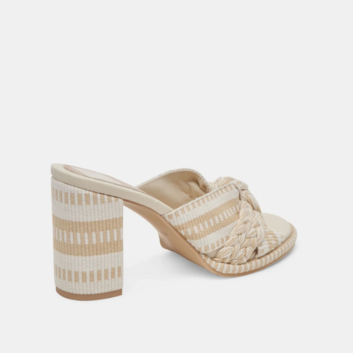 Dolce Vita Brilah Sandals Womens 7 Beige Woven Braided Slip-On Block Heel VER029 - Picture 5 of 18