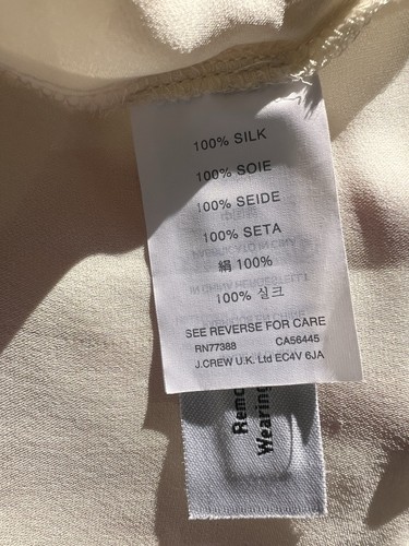 NWT J CREW 00 Blouse SILK SLEEVELESS Ivory Sleeveless Shirt Concealed Buttons - Picture 8 of 8