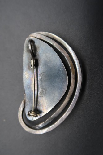 Vtg Sterling Silver Isreal & Moss Agate Cabachon Brooch or Pendant Fine Jewelry - Picture 7 of 18