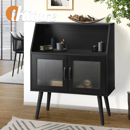Oikiture Buffet Sideboard Storage Cabinet Kitchen Cupboard Hallway Table Black - Picture 11 of 11