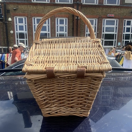 Vintage Fortnum And Mason Small Huntsman Wicker Picnic Basket Global Shipping - Picture 13 of 24