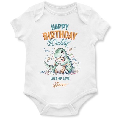 Personalisierter Papa Strampler Happy Birthday Dinosaurier Baby Junge Weste Geschenk Neugeborenes