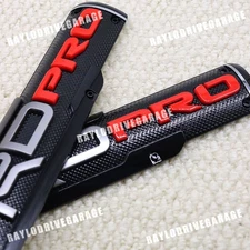 2PCS 3D Black Red For PRO Side Emblem Door Fender Badge Raised Sticker Universal