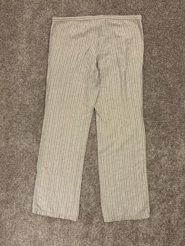 Pantalones para mujer Victoria's Secret de mezcla de lino talla 6 pierna ancha bolsillos a rayas usados en excelente estado - Imagen 5 de 13
