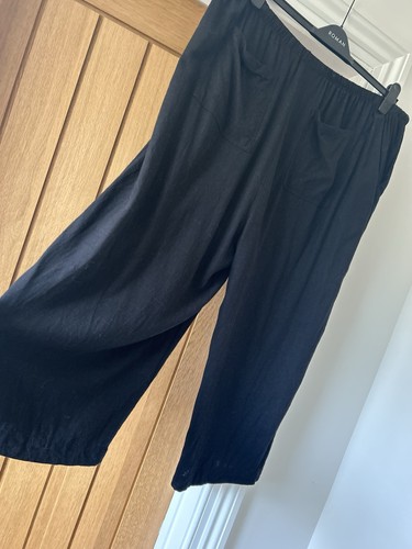 YOURS Lovely Black Colour Linen Blend Trousers UK 20 - Picture 5 of 9