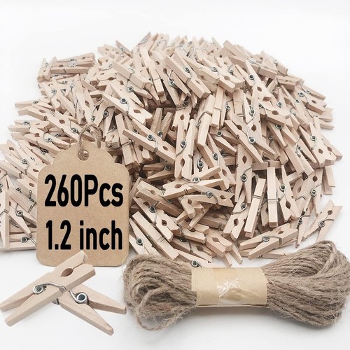 Mini Clothes Pins, 260 PCS Small Wooden Pin 1.2inch/260Pcs,  - Picture 1 of 7