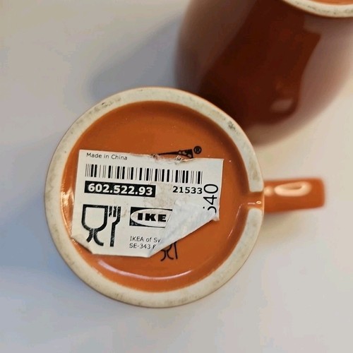 Ikea Fargrik Burnt Orange 8 oz Coffee Mug Cup Set Of 2 Replacement 21533 - Picture 10 of 13